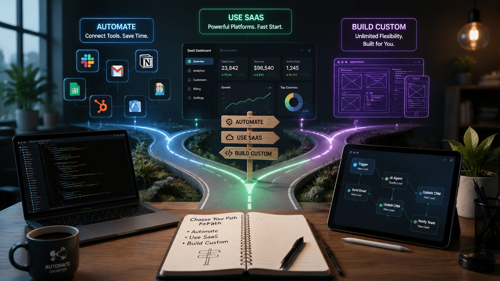AI Automation vs Custom App vs SaaS: How to Decide