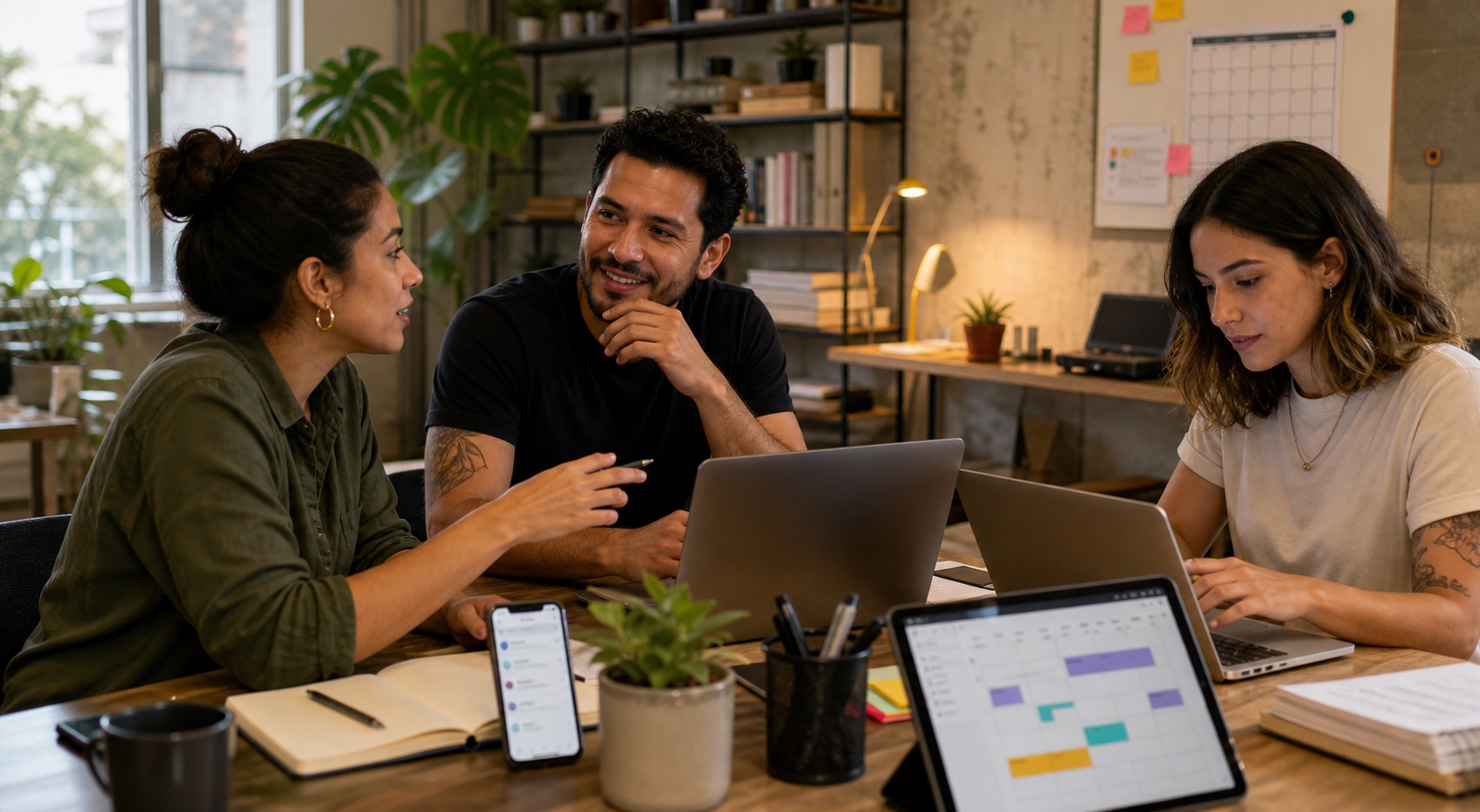 Un equipo colaborando mientras MAIA coordina el trabajo operativo